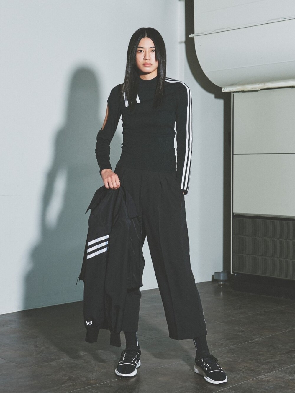 Adidas Y3 Stretch Long Sleeve Top Yohji Yamamoto Wool Blend S